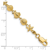 14k Polished and Textured Sea Life 7 inch Bracelet FB1279