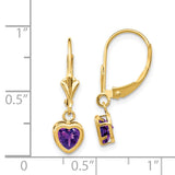 14k 5mm Heart Amethyst Bezel Leverback Dangle Earrings XLB109AM
