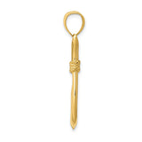 14K 3-D Whale Tail Hook Pendant D3418