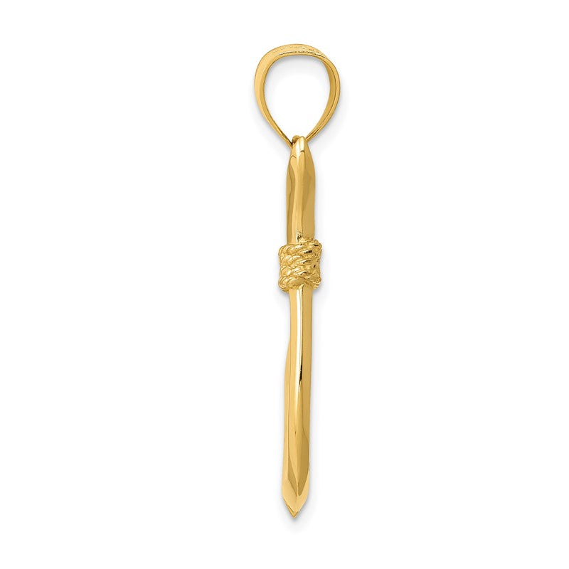 14K 3-D Whale Tail Hook Pendant D3418