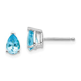 14k White Gold 6x4mm Pear Blue Topaz Post Earrings XE79WBT