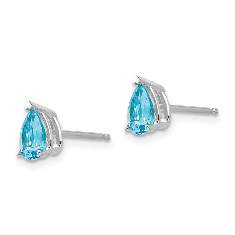 14k White Gold 6x4mm Pear Blue Topaz Post Earrings XE79WBT
