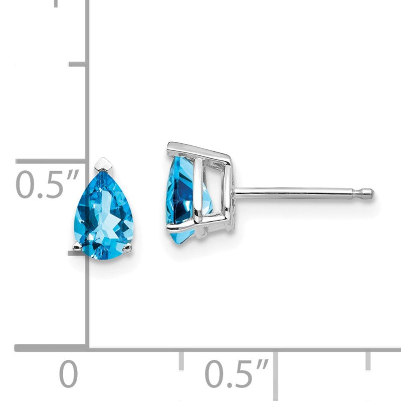 14k White Gold 6x4mm Pear Blue Topaz Post Earrings XE79WBT