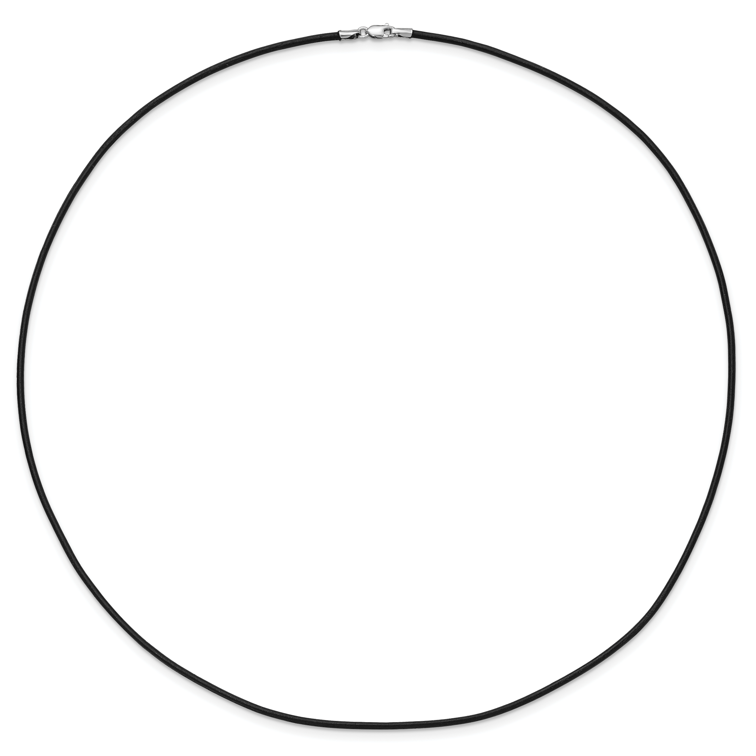 14k White Gold Clasp 1.5mm 16 inch Black Leather Cord Necklace XG251