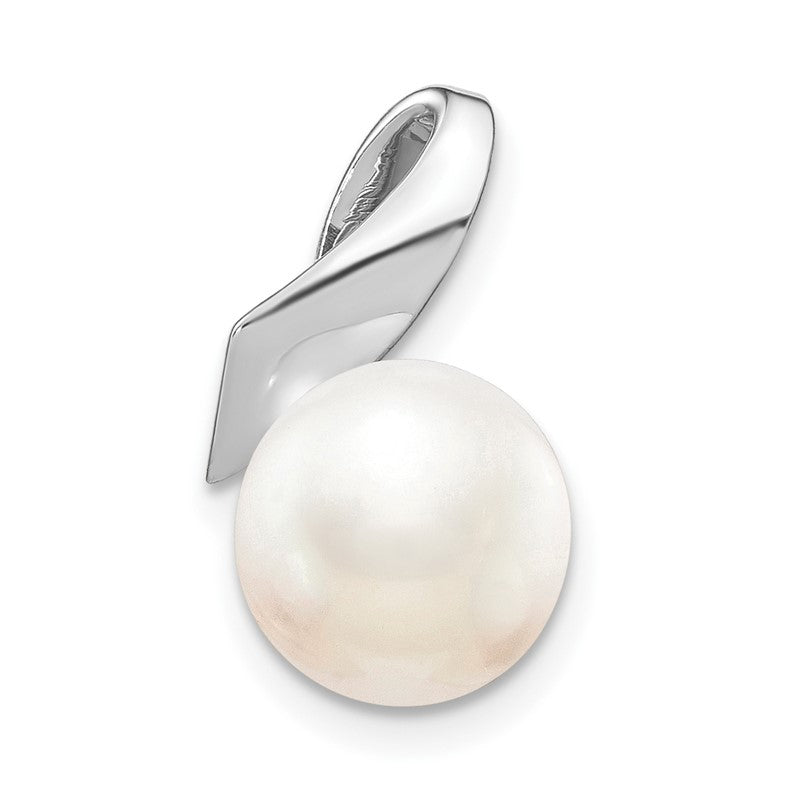 14k White Gold Satin 8-9mm White Button Freshwater Cultured Pearl Slide Fits up to 2mm Regular/3mm Fancy or Reversible Omega XCH665