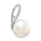 14k White Gold Satin 8-9mm White Button Freshwater Cultured Pearl Slide Fits up to 2mm Regular/3mm Fancy or Reversible Omega XCH665