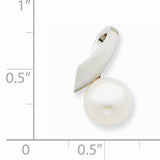 14k White Gold Satin 8-9mm White Button Freshwater Cultured Pearl Slide Fits up to 2mm Regular/3mm Fancy or Reversible Omega XCH665