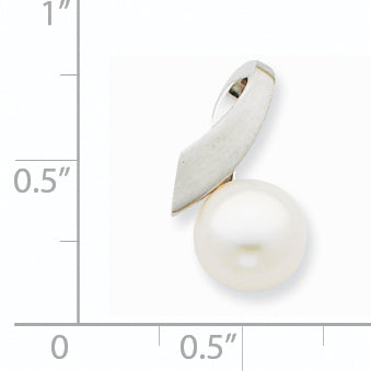 14k White Gold Satin 8-9mm White Button Freshwater Cultured Pearl Slide Fits up to 2mm Regular/3mm Fancy or Reversible Omega XCH665