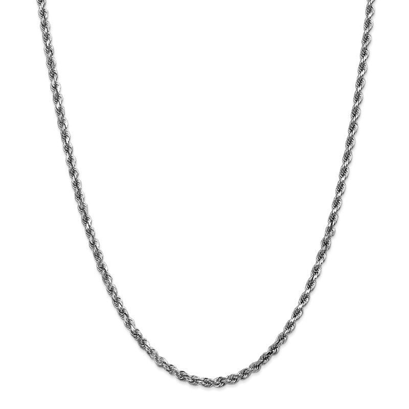 14K White Gold 26 inch 3.5mm Diamond-cut Rope with Lobster Clasp Chain 025W