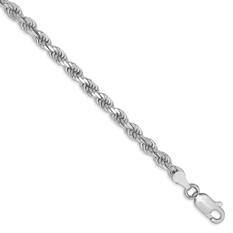 14K White Gold 26 inch 3.5mm Diamond-cut Rope with Lobster Clasp Chain 025W