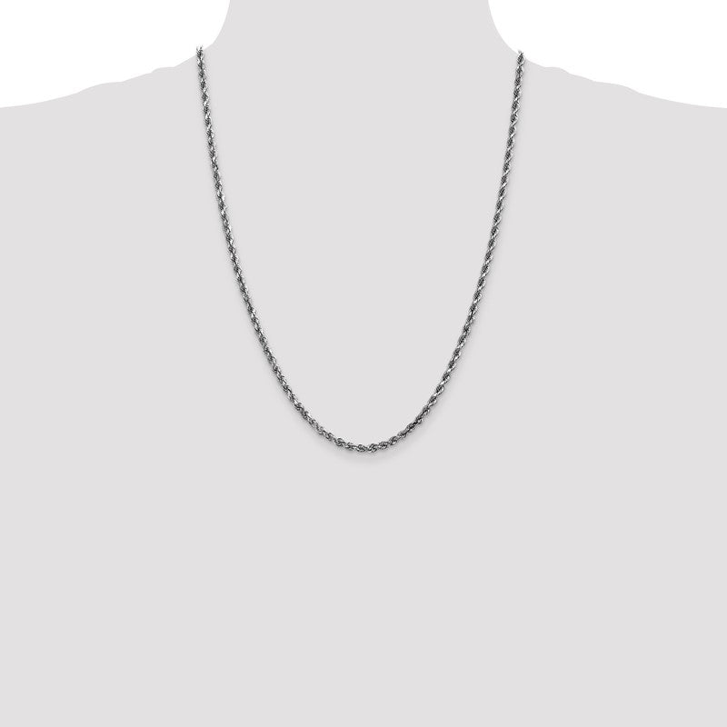 14K White Gold 26 inch 3.5mm Diamond-cut Rope with Lobster Clasp Chain 025W
