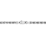 14K White Gold 26 inch 3.5mm Diamond-cut Rope with Lobster Clasp Chain 025W