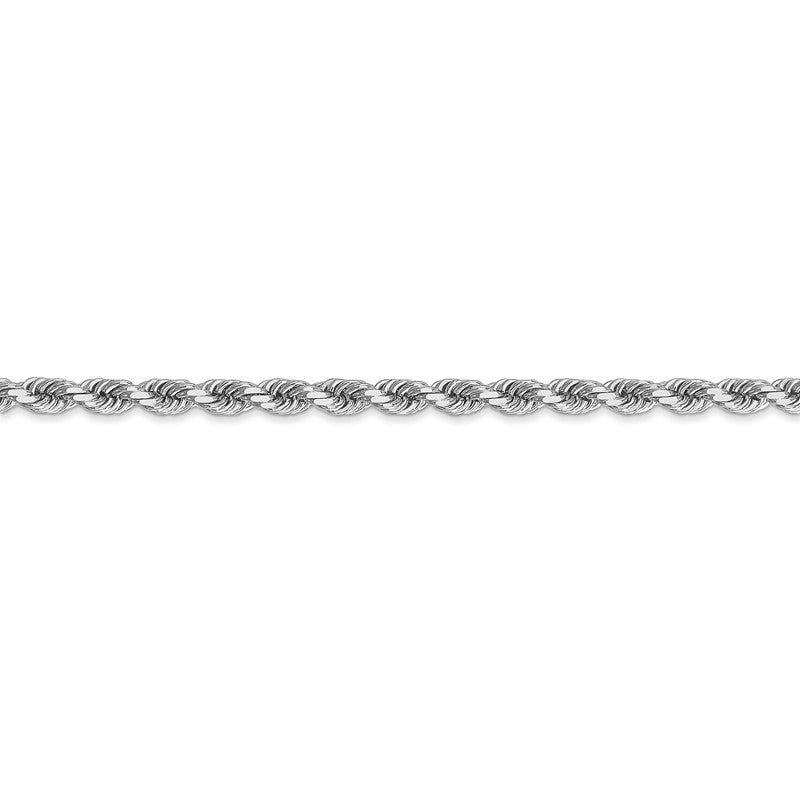14K White Gold 26 inch 3.5mm Diamond-cut Rope with Lobster Clasp Chain 025W