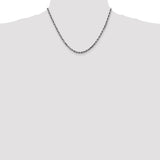 14K White Gold 26 inch 3.5mm Diamond-cut Rope with Lobster Clasp Chain 025W