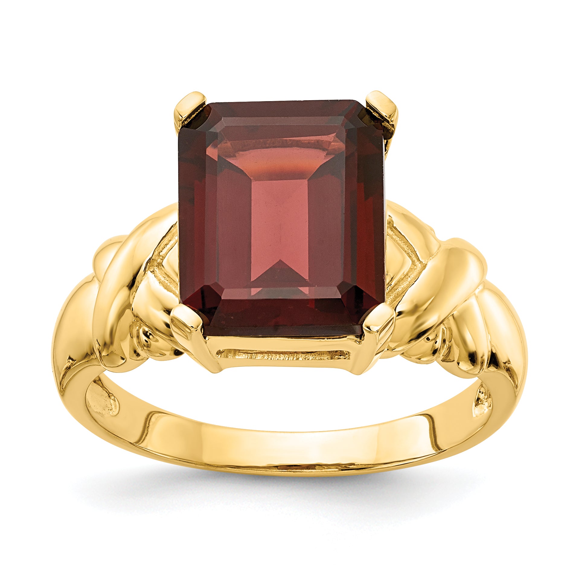 14k 11x9mm Emerald Cut Garnet ring Y4533GA