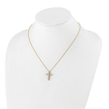 14k White Gold 1/4 carat Diamond Cross Pendant 18 inch Necklace PM1000