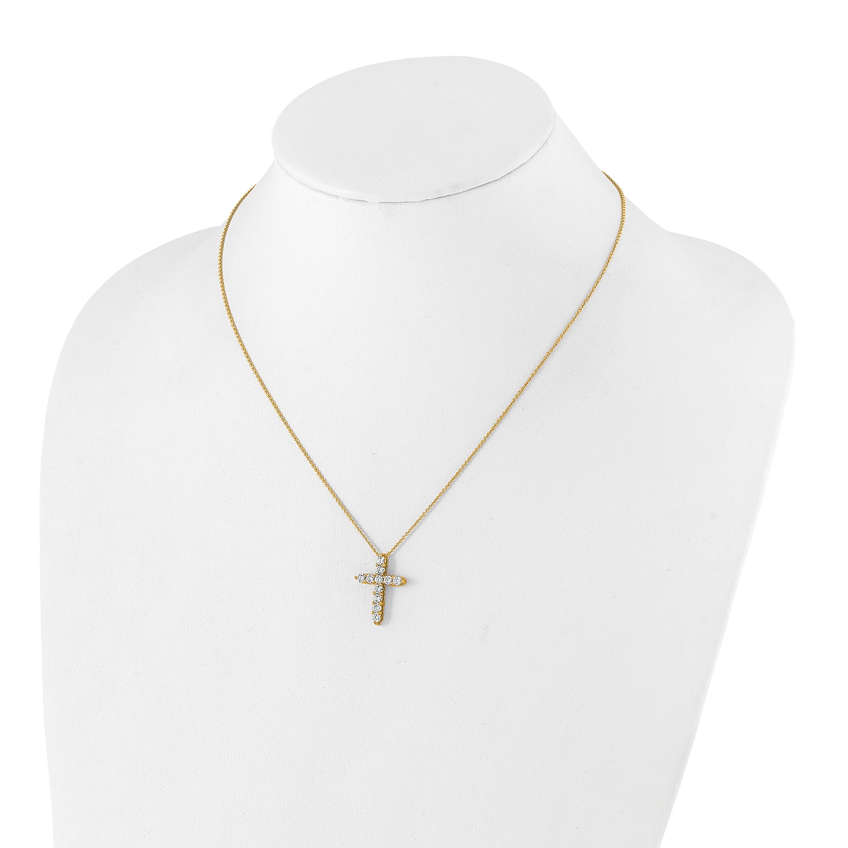 14k White Gold 1/4 carat Diamond Cross Pendant 18 inch Necklace PM1000