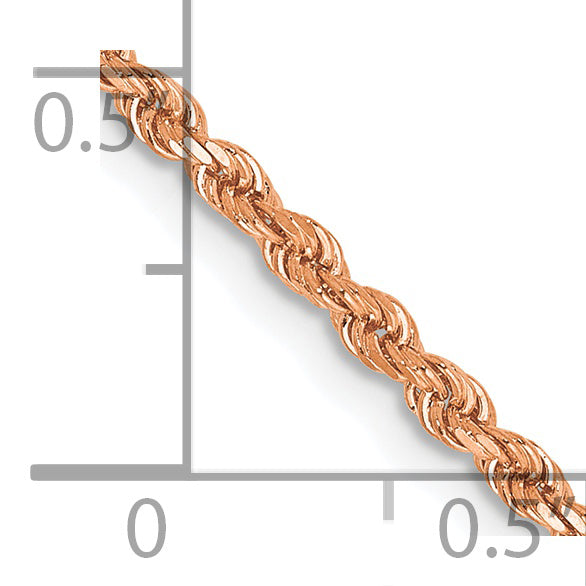 14K Rose Gold 10 inch 2mm Diamond-cut Rope with Lobster Clasp Anklet 016R