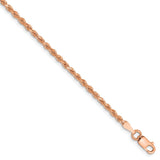 14K Rose Gold 10 inch 2mm Diamond-cut Rope with Lobster Clasp Anklet 016R