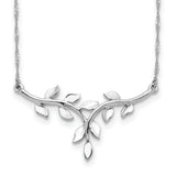14K White Polished Leaves 17 inch Necklace SF2638