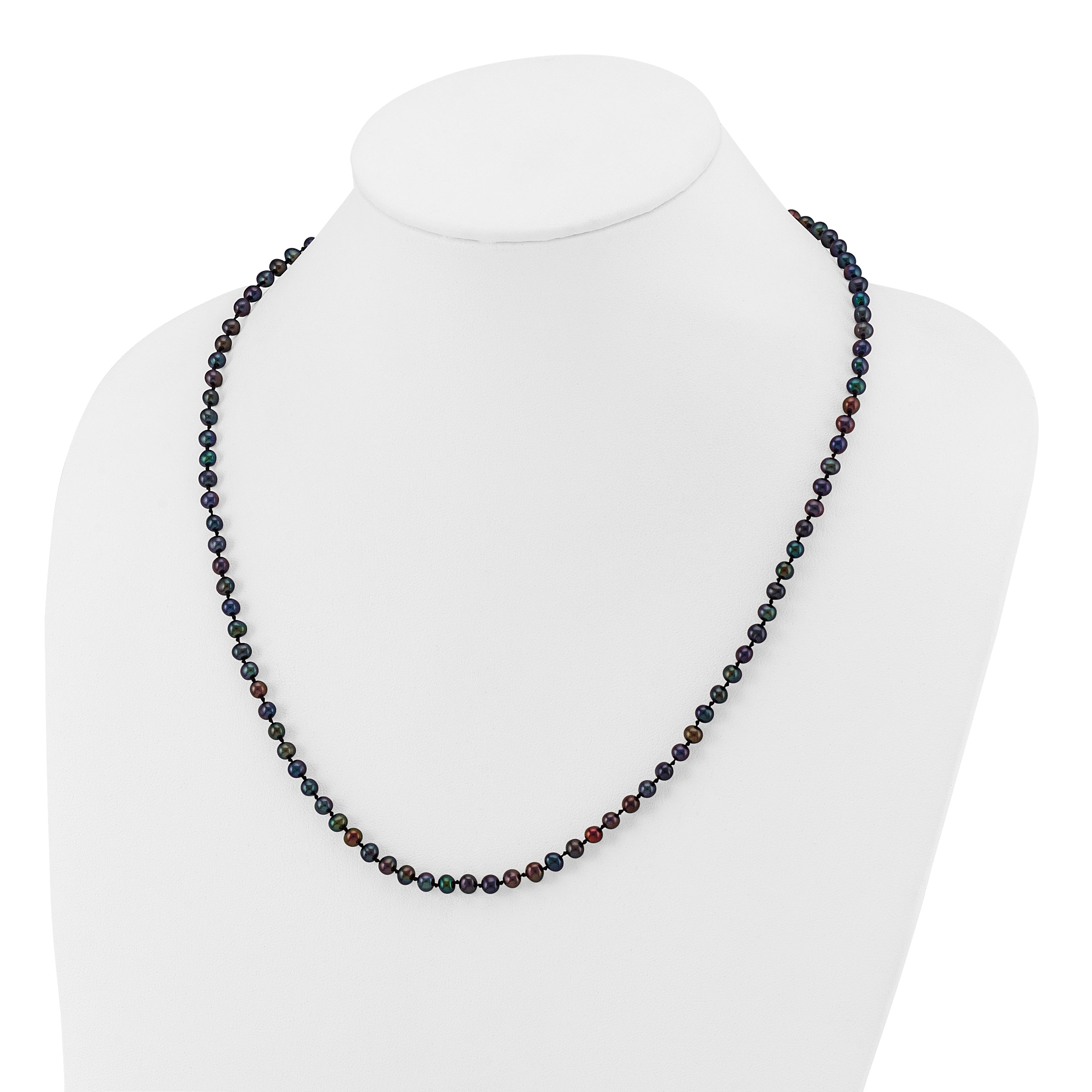 14k 4-5mm Black Near-Round Freshwater Cultured Pearl 16 inch Necklace BPN040