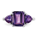 14k White Gold Amethyst 3-Stone Ring Y4543AM