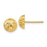 14k 8mm Polished Diamond-cut Half Ball Post Earrings YE1696