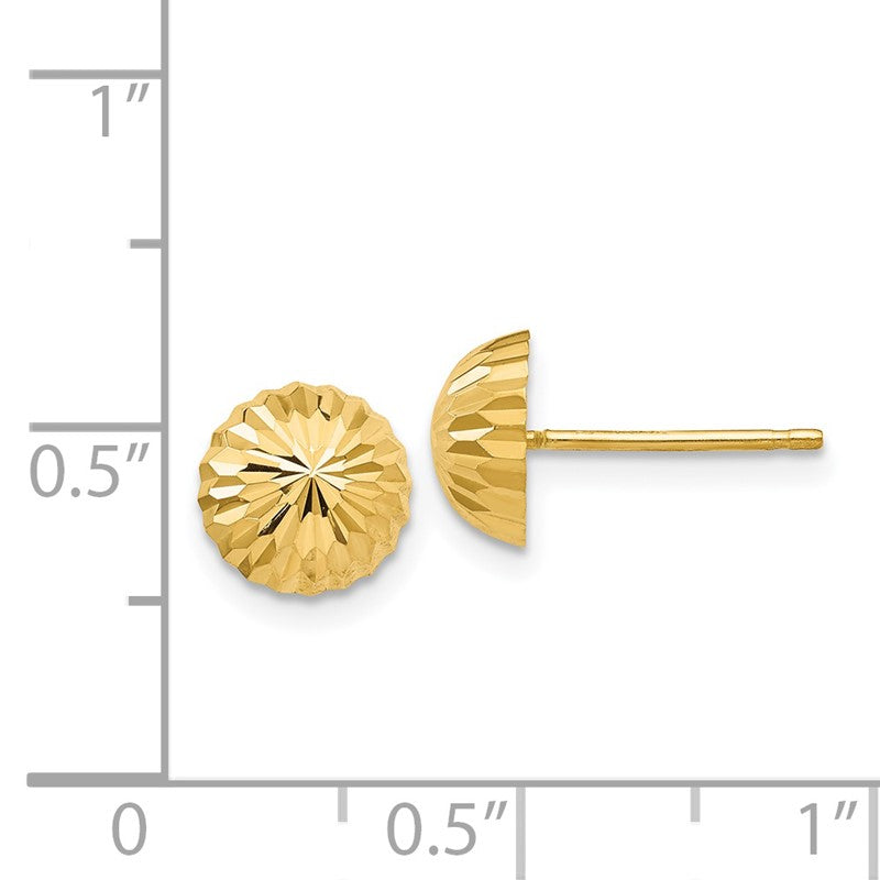 14k 8mm Polished Diamond-cut Half Ball Post Earrings YE1696