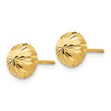 14k 8mm Polished Diamond-cut Half Ball Post Earrings YE1696