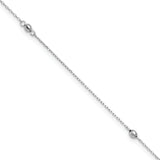 14K White Gold Mirror Beads 3-Station 9 inch Plus 1 inch Extender - Total 10 inch Anklet ANK191