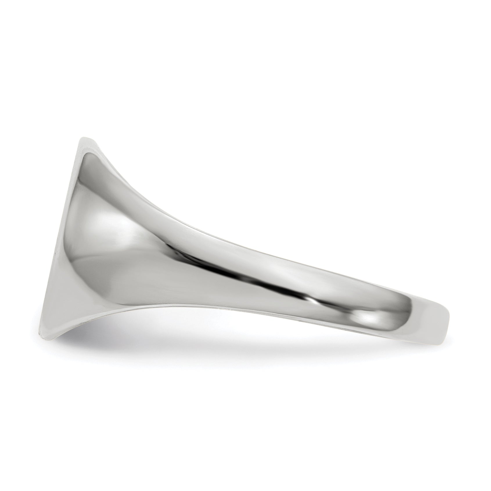 14k White Gold 9.0x9.5mm Round Closed Back Signet Ring RS569