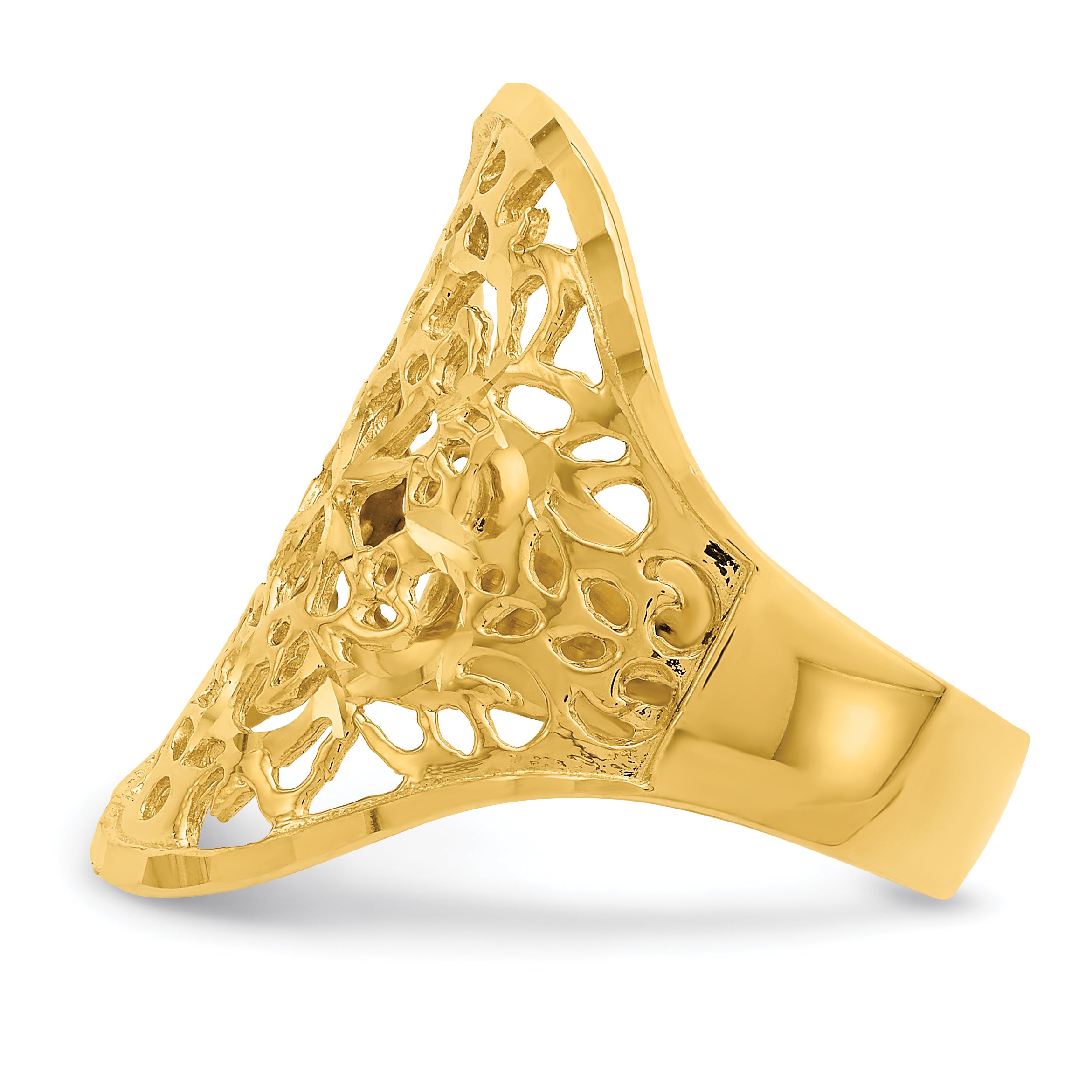14K Polished Filigree Ring D4739