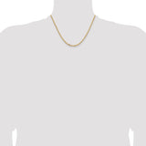 14K Yellow Gold 26 inch 3mm Semi-Solid Diamond-cut Open Link Cable with Lobster Clasp Chain BC189