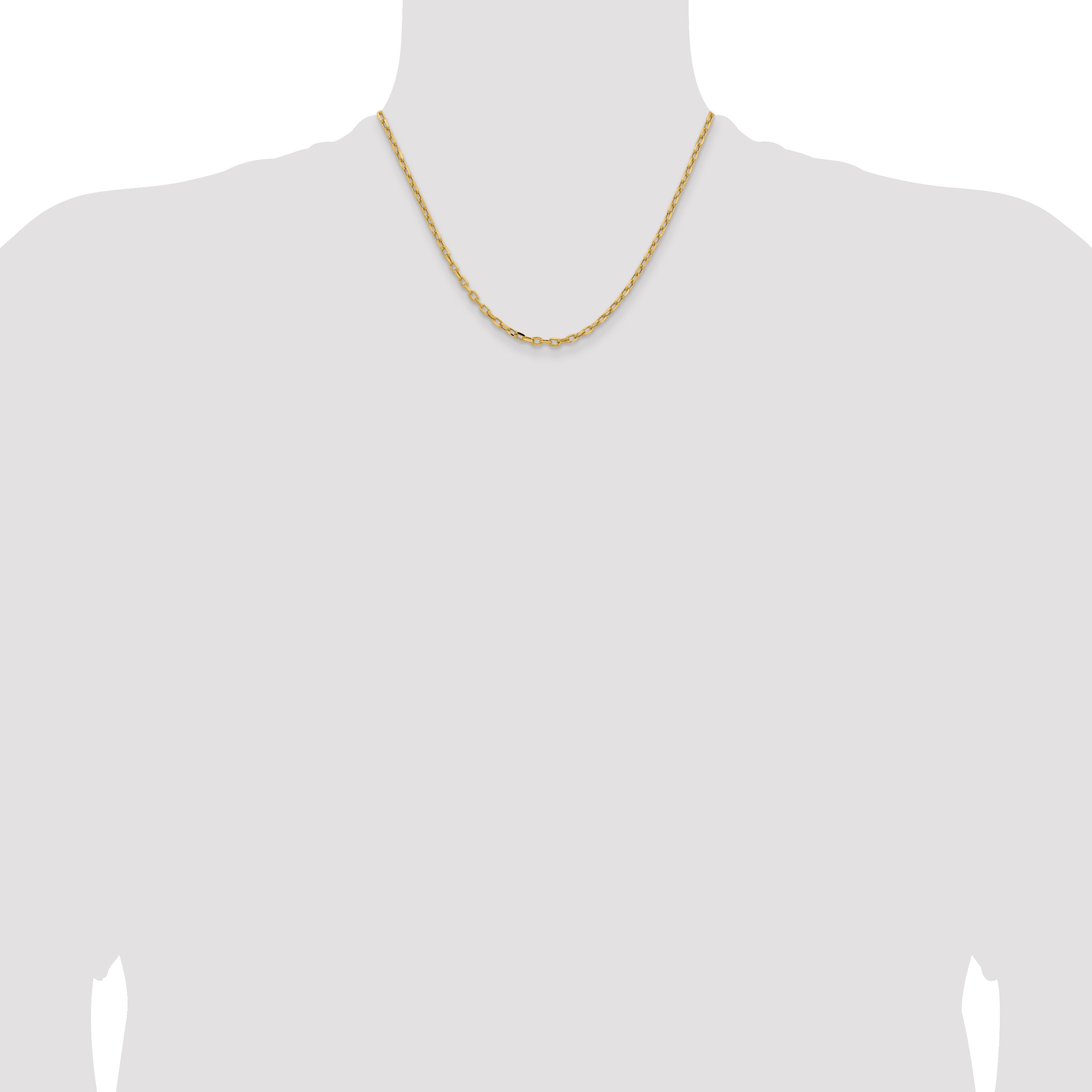 14K Yellow Gold 26 inch 3mm Semi-Solid Diamond-cut Open Link Cable with Lobster Clasp Chain BC189