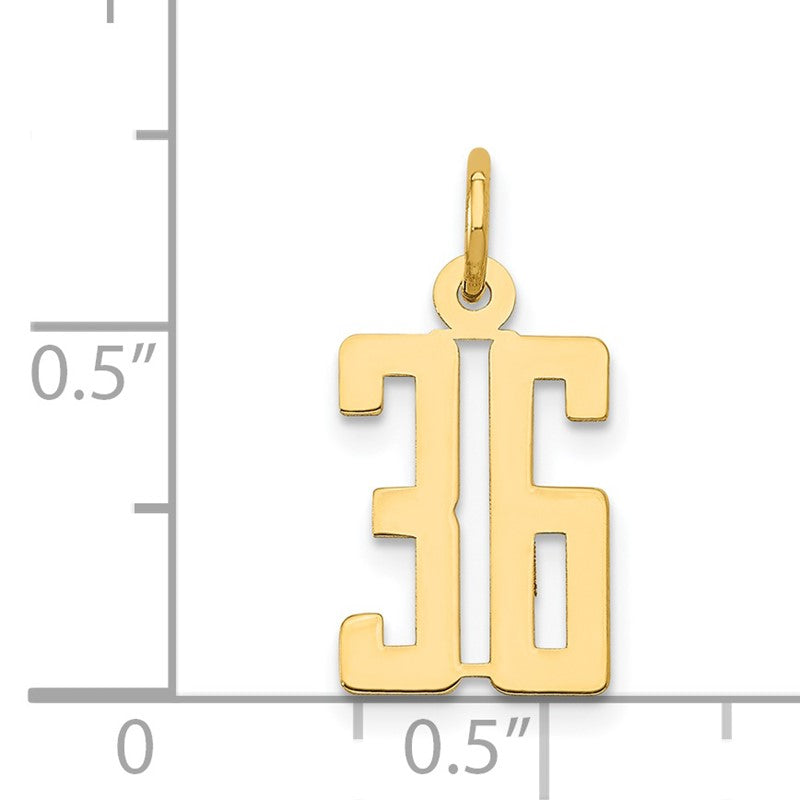 14k Small Elongated Number 36 Charm LES36