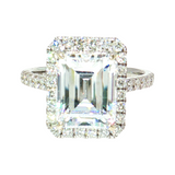 White Gold Emerald-Cut Halo Semi-Mount Ring (0.57 TWT)