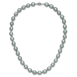 14k White Gold 8-9mm Grey Rice Freshwater Cultured Pearl 16 inch Necklace XF415