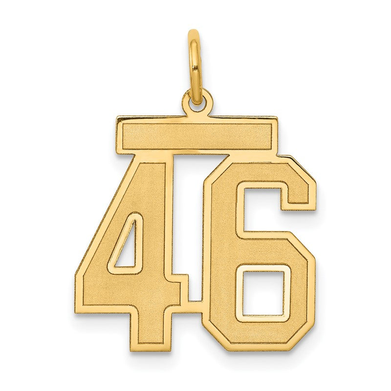 14k Medium Satin Number 46 Charm LSM46