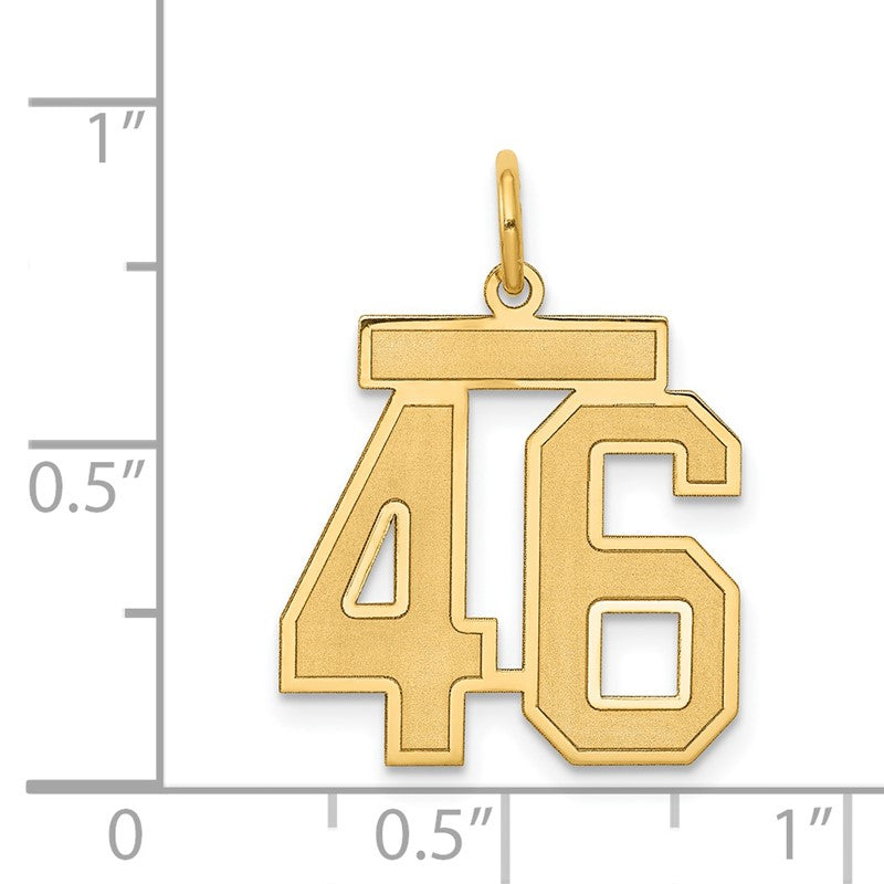 14k Medium Satin Number 46 Charm LSM46