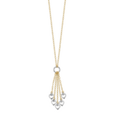 14K Two-Tone Heart Drop 16 inch Necklace Plus 2 inch Extender SF1714