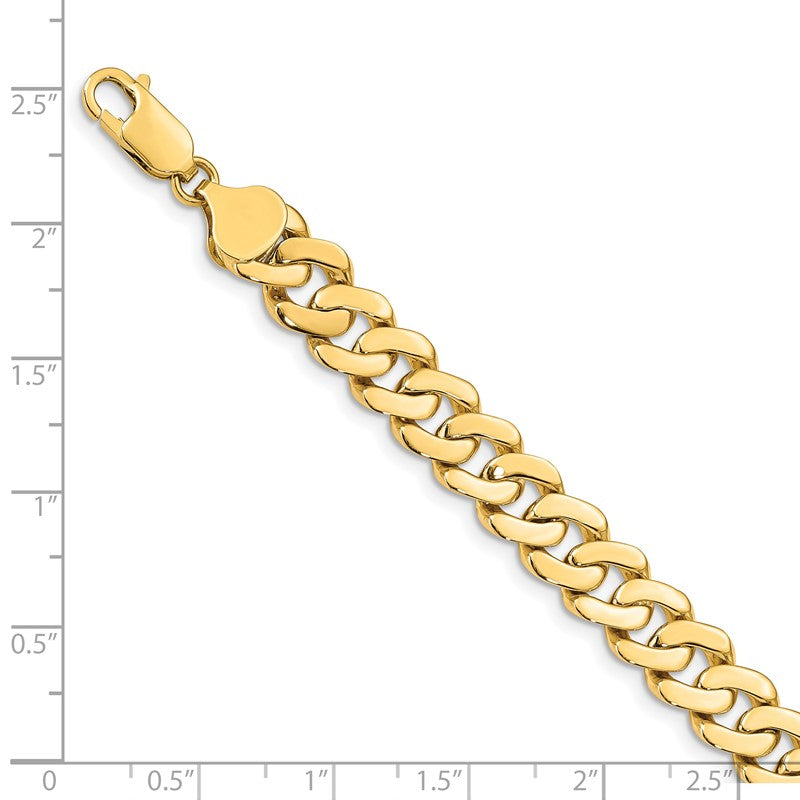 14k 8.5mm Solid Hand-Polished Fancy Curb Link 7 inch Bracelet FL442