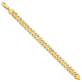 14k 8.5mm Solid Hand-Polished Fancy Curb Link 7 inch Bracelet FL442