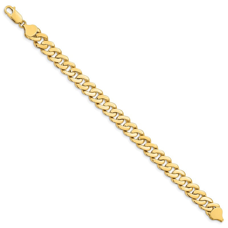 14k 8.5mm Solid Hand-Polished Fancy Curb Link 7 inch Bracelet FL442