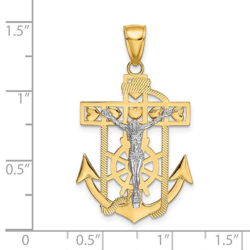14k Two-tone Mariners Crucifix Pendant K2210