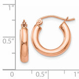 14k Rose Gold 3x16mm Polished Lightweight Tube Hoop Earrings TF818