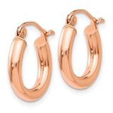 14k Rose Gold 3x16mm Polished Lightweight Tube Hoop Earrings TF818