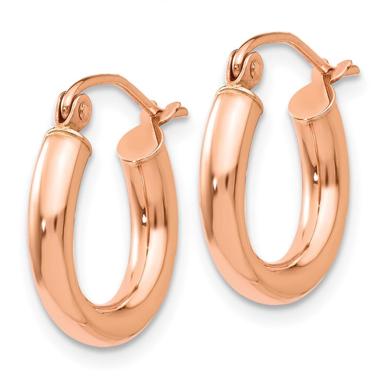 14k Rose Gold 3x16mm Polished Lightweight Tube Hoop Earrings TF818