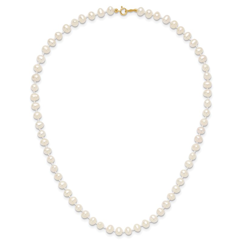 14k 4-5mm White Semi-Round Freshwater Cultured Pearl 12 inch Necklace XF451