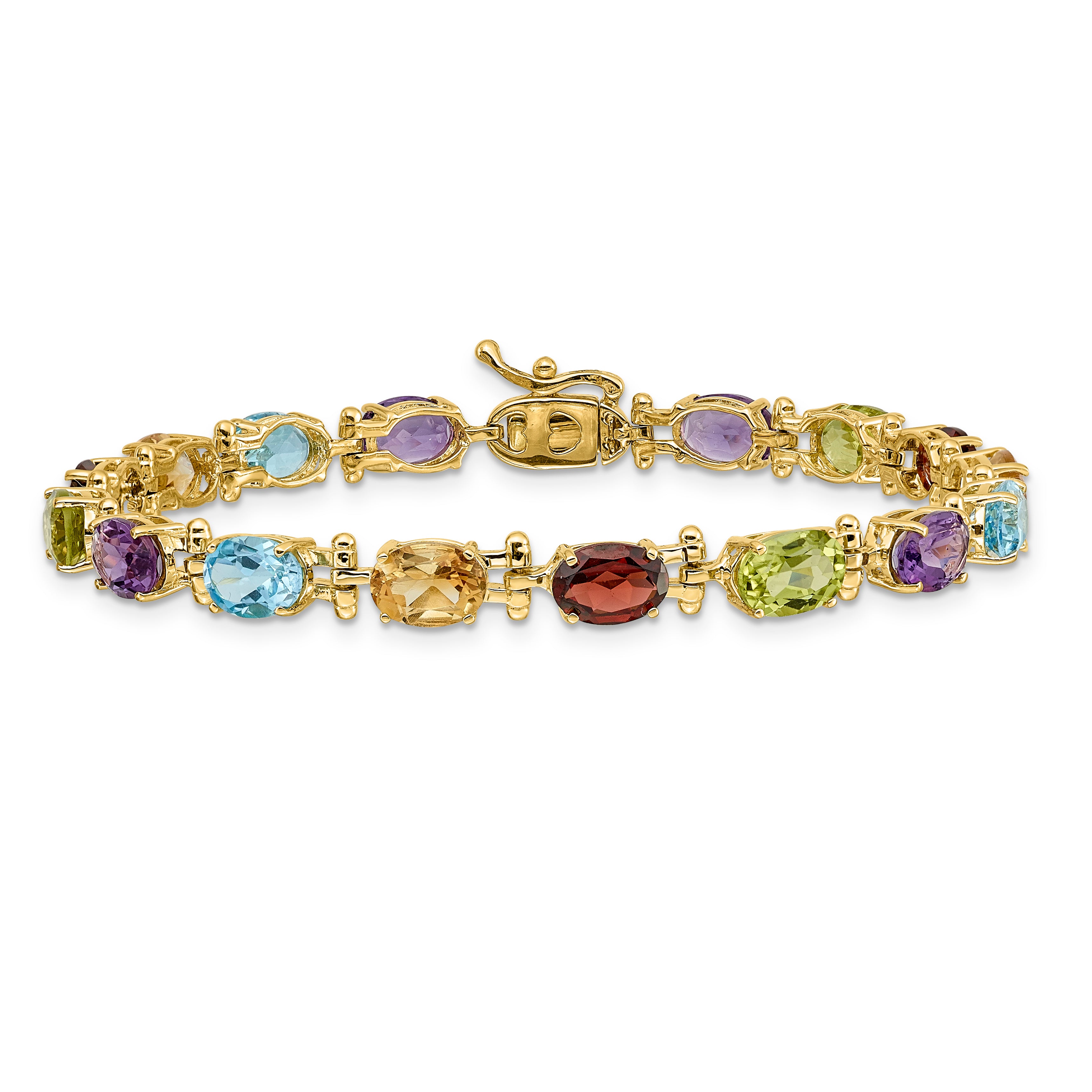 14k White Gold Complete Oval Amethyst 7 inch Bracelet BM4501
