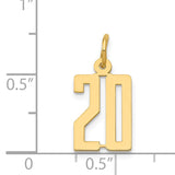 14k Small Elongated Number 20 Charm LES20